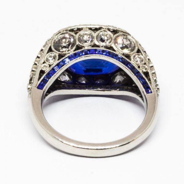 8.64ct Cushion Cut Sapphire and Diamond Ring