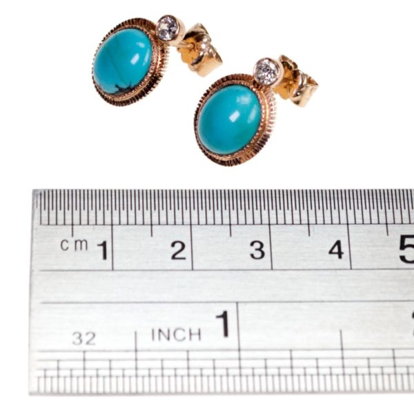 Antique Turquoise and Diamond Gold Earrings BB4