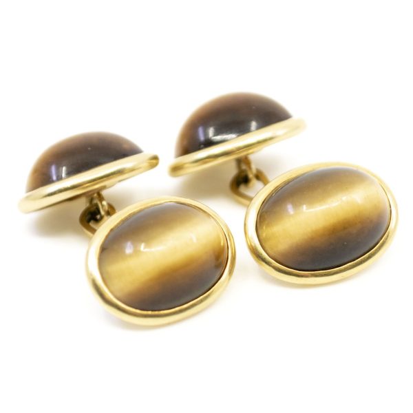 Antique Victorian Tiger's Eye Gold Cufflinks - Jewellery Discovery