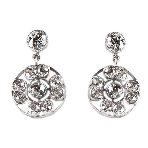 Art Deco Diamond and Platinum Earrings BB1