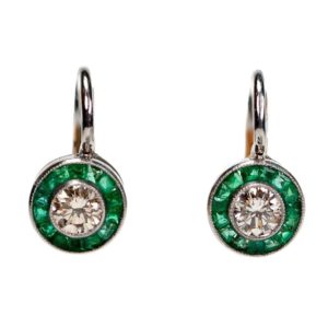 Art Deco Emerald and Diamond Earrings