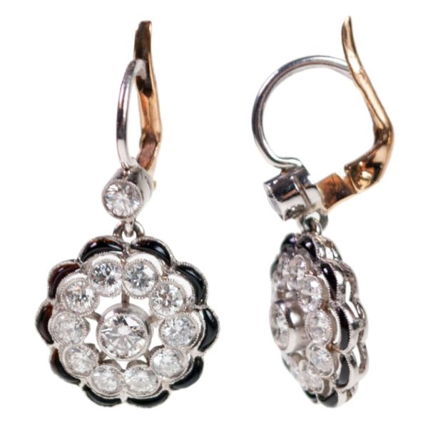 Art Deco Style Diamond and Onyx Earrings