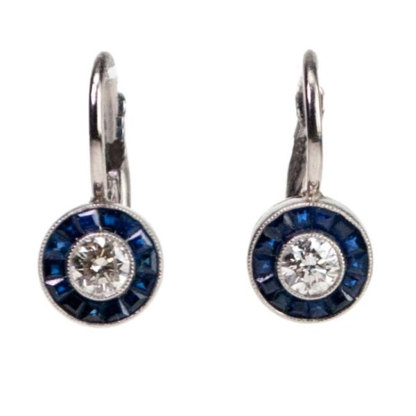 Art Deco Style Diamond and Sapphire Earrings