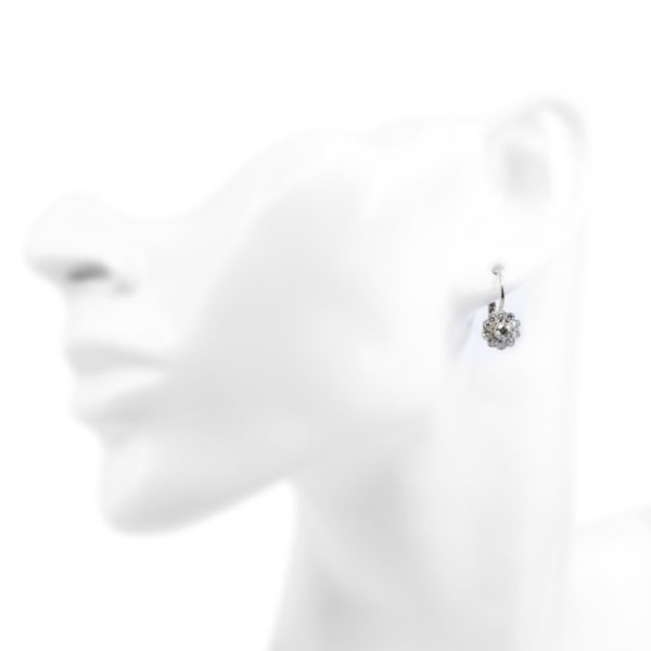 Diamond Cluster Platinum Earrings 4