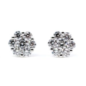 Diamond Cluster Stud Earrings.