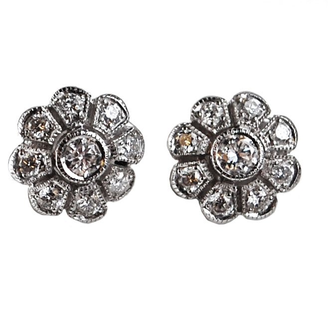 Diamond Floral Cluster Stud Earrings - Jewellery Discovery