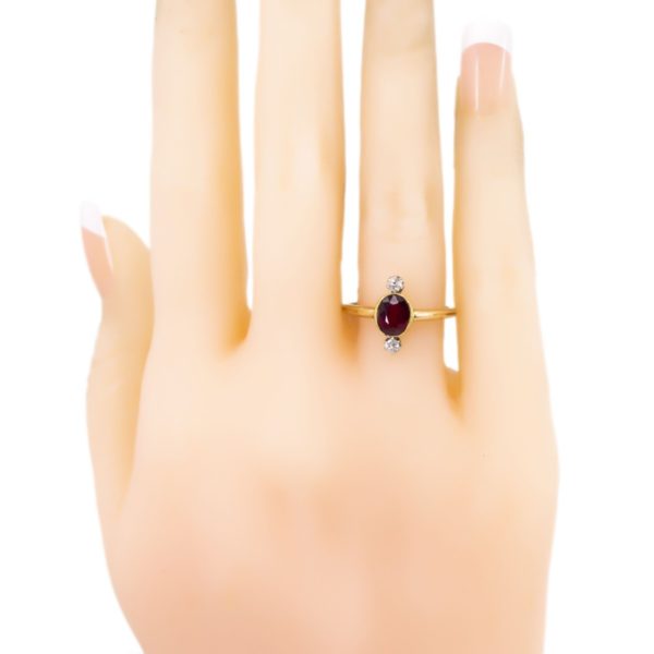 Diamond and Ruby gold Ring on hand
