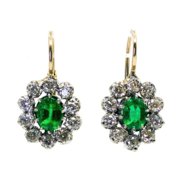 Edwardian Emerald and Diamond Earrings 1