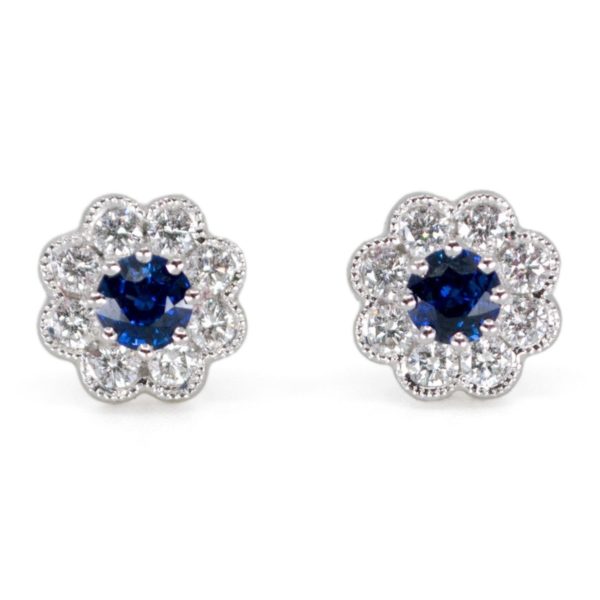 Floral Diamond and Sapphire Earrings