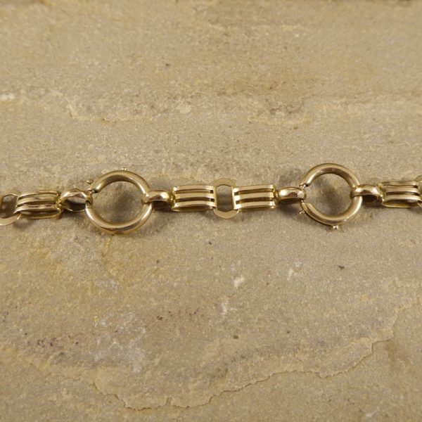 Antique Edwardian Fancy Link Double Clasp Gold Necklace