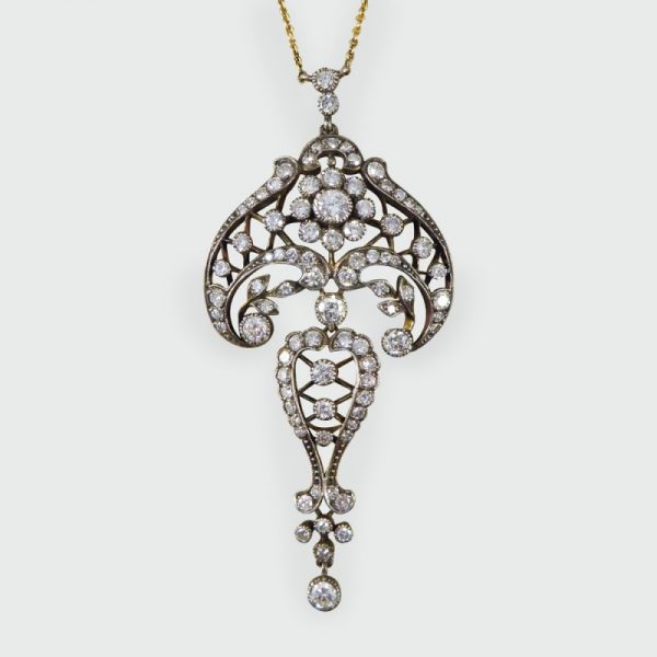 Edwardian Style 1.50ct Brilliant Cut Diamond Drop Necklace