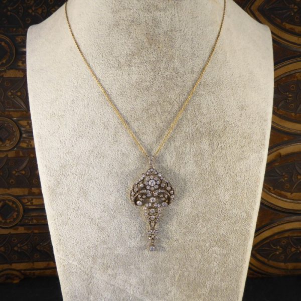 Edwardian Style 1.50ct Brilliant Cut Diamond Drop Necklace