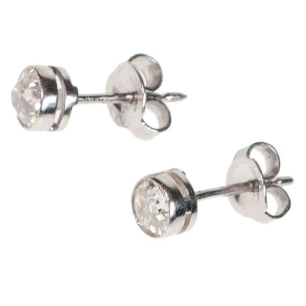 Old European Cut Diamond Stud Earrings, 1.10 carats BB2