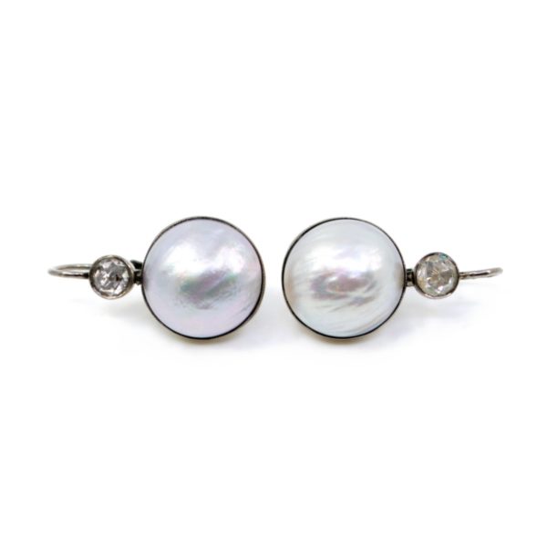Pearl and Rose Cut Diamond Earrings 3