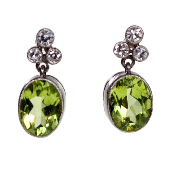 Peridot and Diamond Drop Earrings