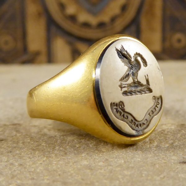Antique Victorian Carved Agate Gents Ring