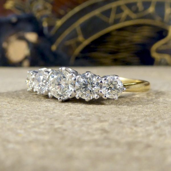1.30ct Brilliant Cut Diamond Five Stone Ring, 18ct Gold