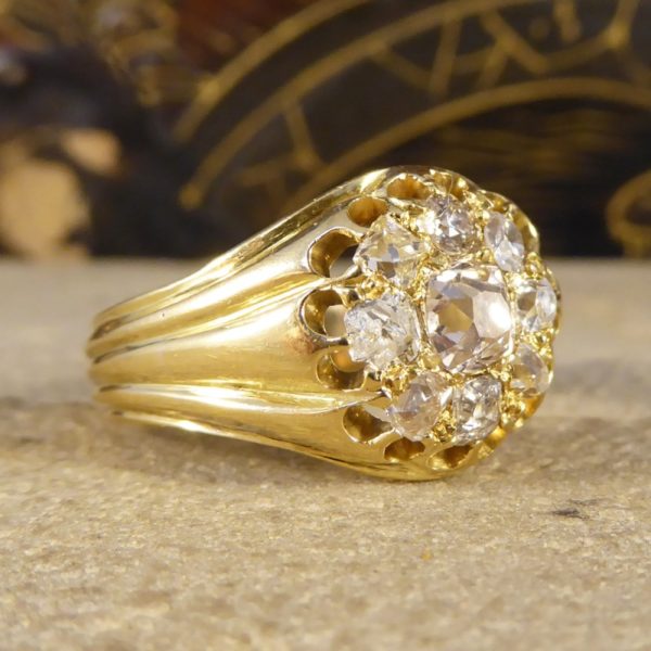 Antique Victorian Nine Stone Diamond Cluster Ring