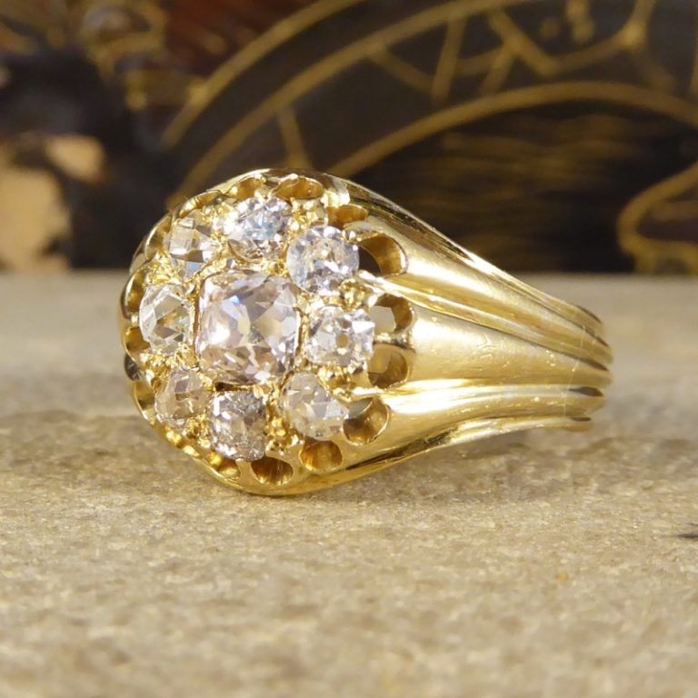 Antique Victorian Nine Stone Diamond Cluster Ring - Jewellery Discovery