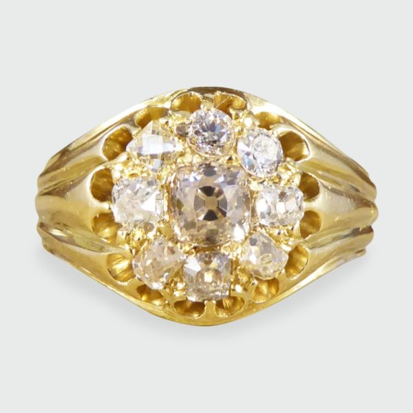 Antique Victorian Nine Stone Diamond Cluster Ring