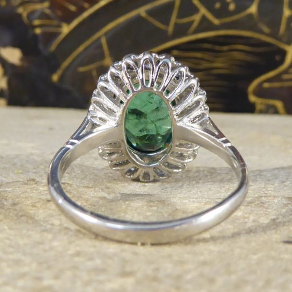 1.45ct Oval Cut Emerald and Diamond Cluster Ring - Jewellery Discovery