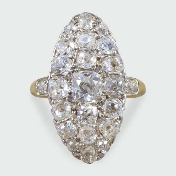 Antique Victorian 2.37ct Diamond Navette Ring