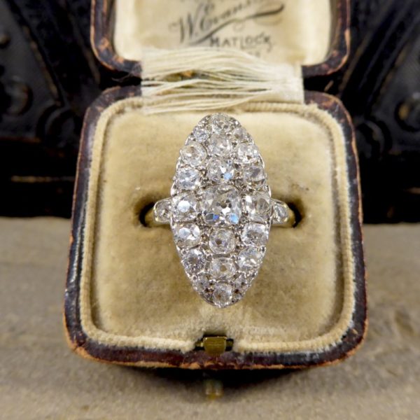 Antique Victorian 2.37ct Diamond Navette Ring