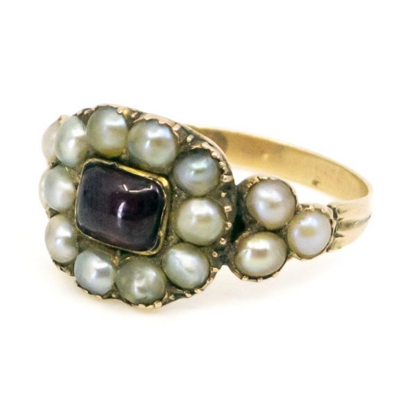 Antique Georgian Garnet and Pearl Ring