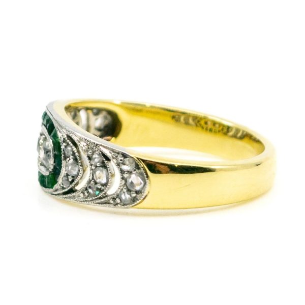 Art Deco Diamond and Emerald Band Ring