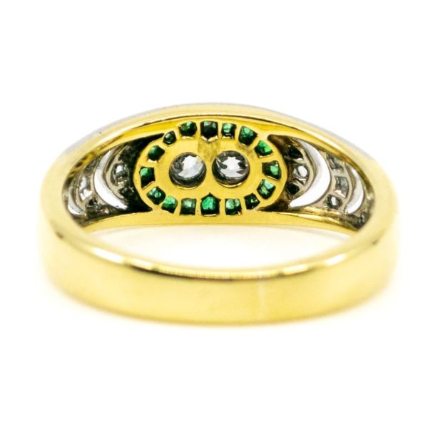 Art Deco Diamond and Emerald Band Ring
