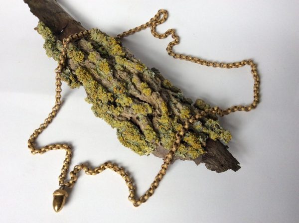 Antique Georgian Acorn Pendant on Long Chain
