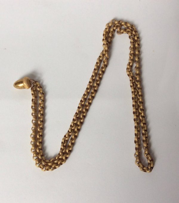 Antique Georgian Acorn Pendant on Long Chain