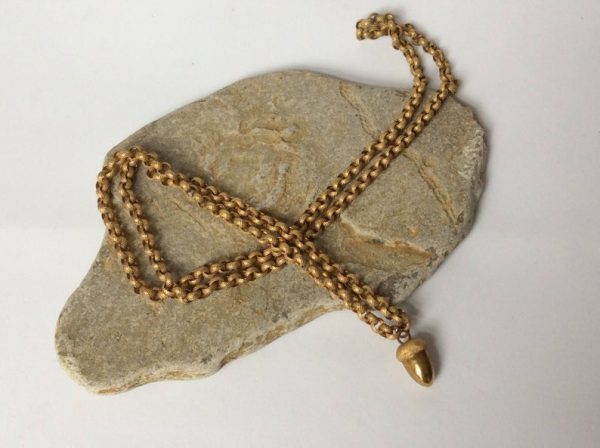 Antique Georgian Acorn Pendant on Long Chain