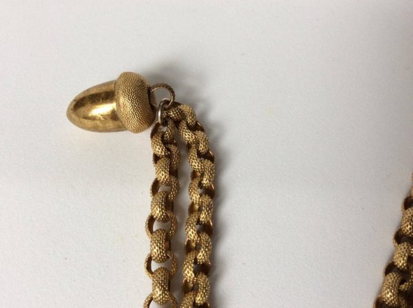 Antique Georgian Acorn Pendant on Long Chain