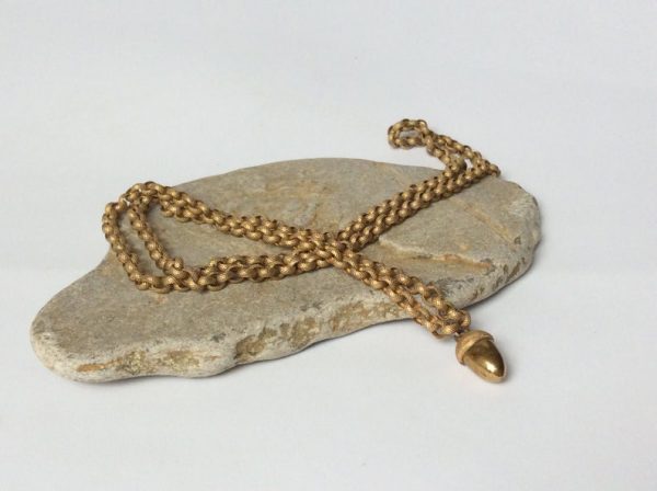 Antique Georgian Acorn Pendant on Long Chain