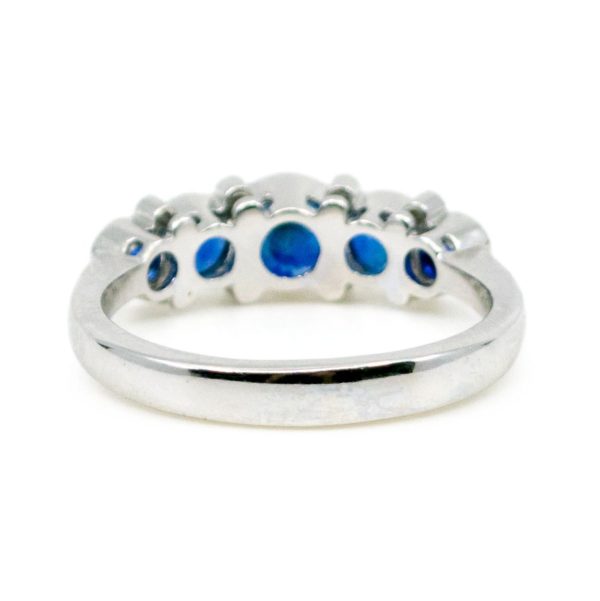 Five Stone Sapphire and Diamond Gold Ring