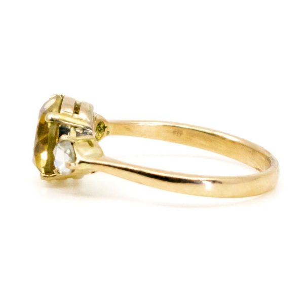 Vintage Citrine and Diamond Gold Ring