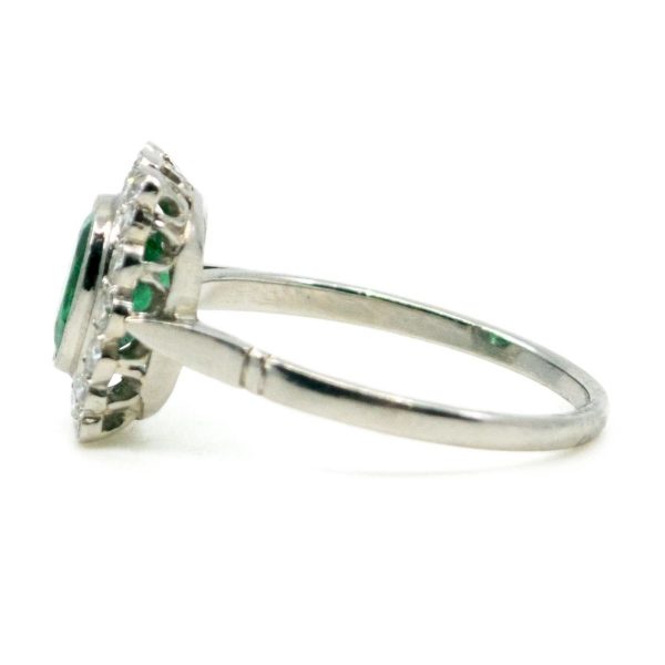 Vintage Emerald and Diamond Platinum Ring