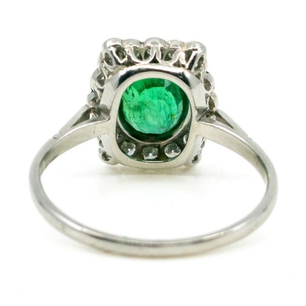 Vintage Emerald and Diamond Platinum Ring