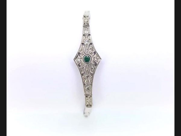 Vintage Emerald and Diamond Bracelet, on an expandable strap