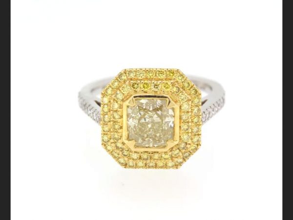 yellow diamond engagement ring halo target ring