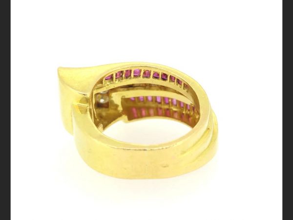 French Vintage Ruby and Diamond Ring, Circa 1940