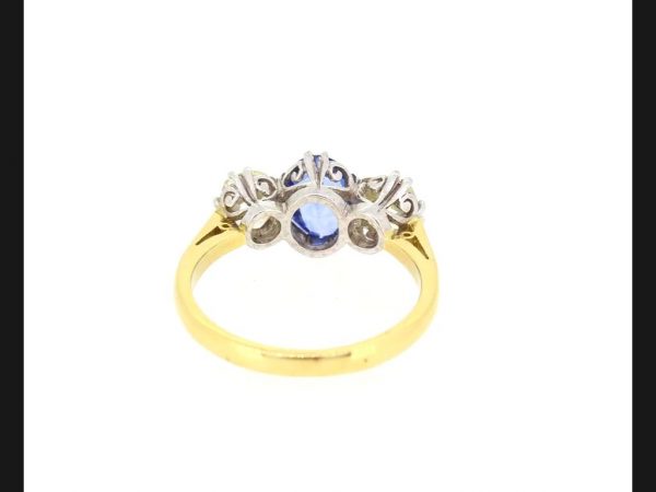 Classic sapphire and diamond three-stone ring
