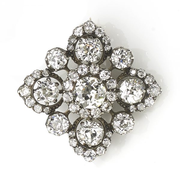 Antique Victorian Quatrefoil Diamond Brooch