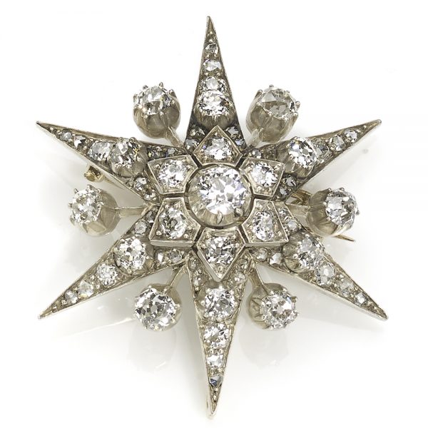 Antique Victorian Six Pointed Star Diamond Pendant Brooch - Jewellery ...