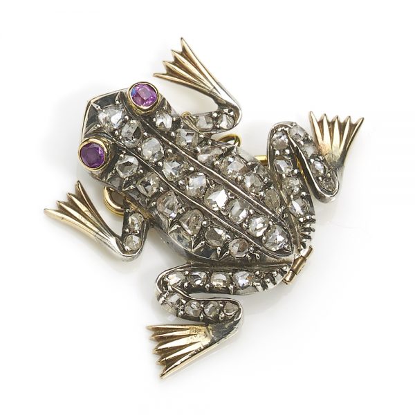 Victorian Style Diamond Set Frog Brooch