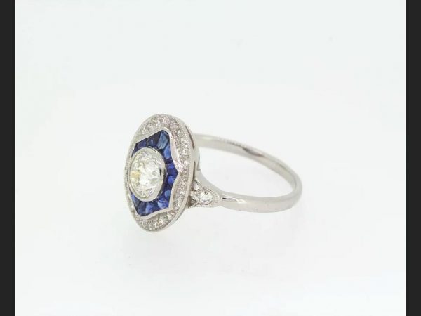 Target ring Art Deco Style Sapphire and Diamond Calibre Set Ring