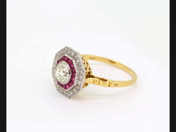  Ruby and Old Cut Diamond Calibre Target Ring Engagement ring