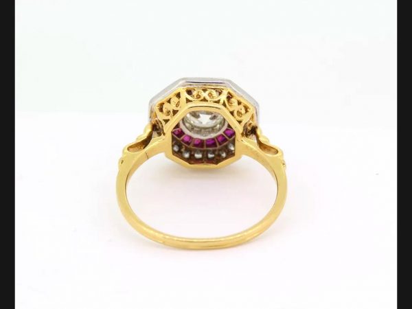 Ruby and Old Cut Diamond Calibre Target Ring Engagement ring