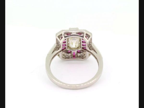 Ruby and Diamond Calibre Set Target Ring, Platinum engagement ring